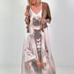 Long dress with a printed design and side pockets - beige-multicoloured