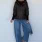 Jacke mit Strickarm und Kapuze - mokka