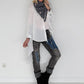 Hemdbluse mit Strukturstreifen - weiss