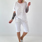 T-Shirt mit Häkelstern-Nieten-Cut-Outs - weiss