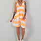 Two-piece with block stripes - white-neon orange