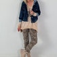Hose mit elastischem Bund und Leo-Print - leo-taupe