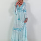 Boho/Ibiza dress with decorative V-neck - light blue