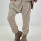 Sweat Baggy mit Tasche - beige