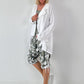 Fancy linen jacket with side lacing - white