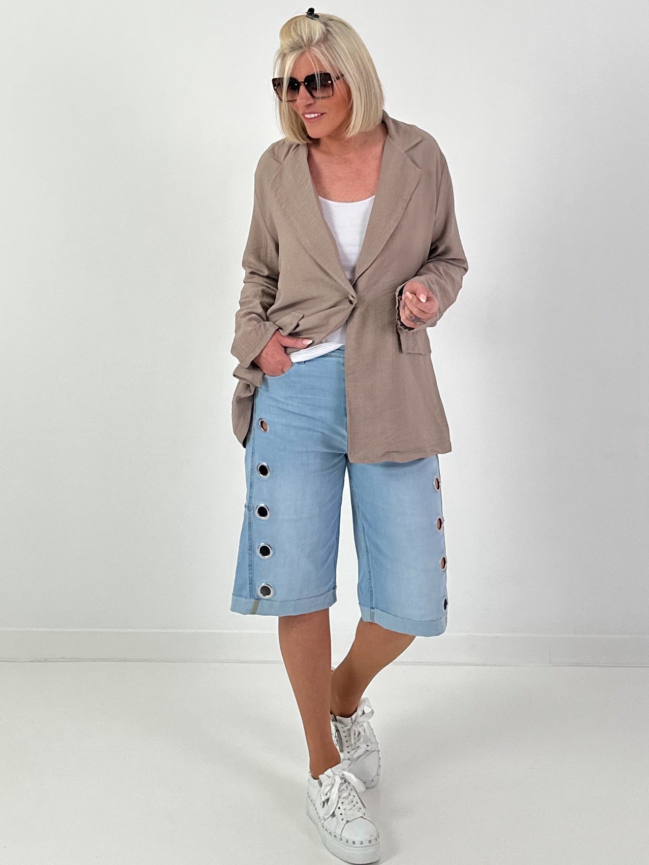 Leichter Blazer mit Patten - taupe