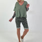 T-Shirt  mit gerafftem Saum - khaki