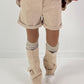 Leather-look shorts, model "Velvet Shine" - beige
