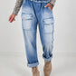 Jeans mit elastischem Bund und Patten - denim ( lieferbar ab 04.08.26)