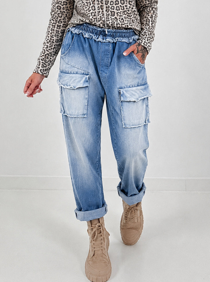 Jeans mit elastischem Bund und Patten - denim ( lieferbar ab 04.08.26)