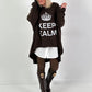 Oversized shirt model "KEEP CALM" - coffee