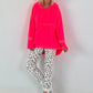 Casual lange hoodie met duimgat - neonroze