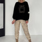 Sweater mit 3D-Print - schwarz-leo