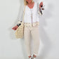 Boho Linen Jacket with Crochet Cuffs - White