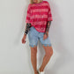 Pailletten Shirt mit Streifen - pink-rosa