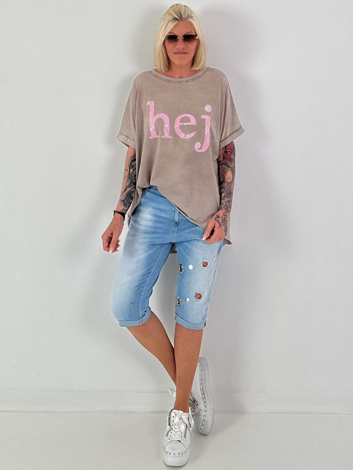 T-shirt Hej - taupe
