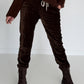 Hose in Knit-Look mit elastischem Bund - mokka