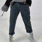 Trousers with elasticated waistband and button details - anthracite
