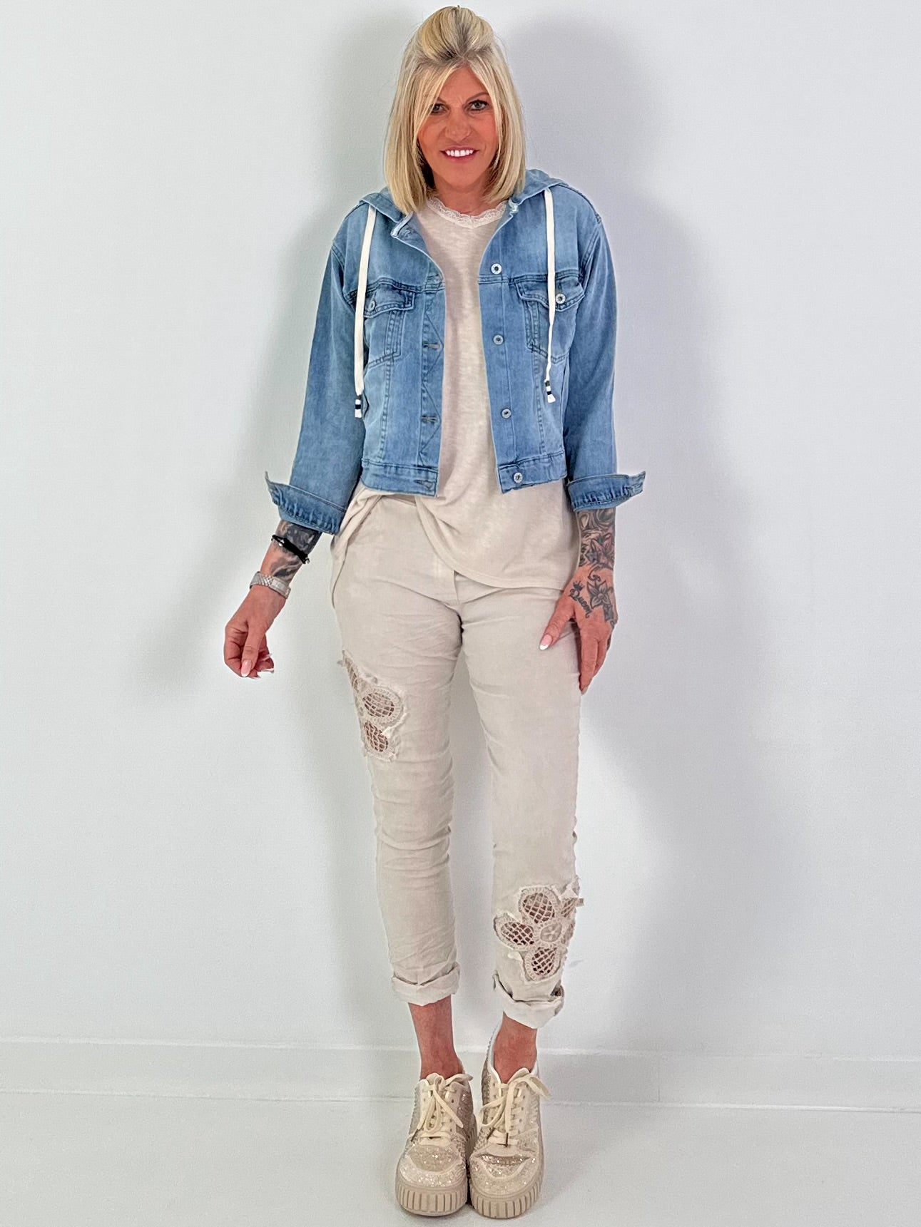 Hooded denim jacket