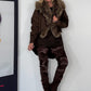 Jacke mit kuscheligem Fellkragen - mokka