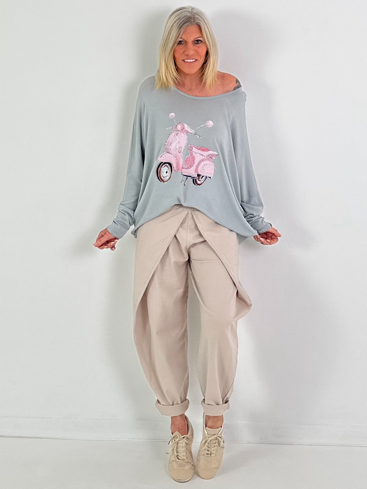 Casual trousers with a wrap-around design - beige