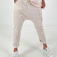 Baggy broek met statement patch - beige