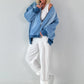 Oversized Jeansjacke - hellblau