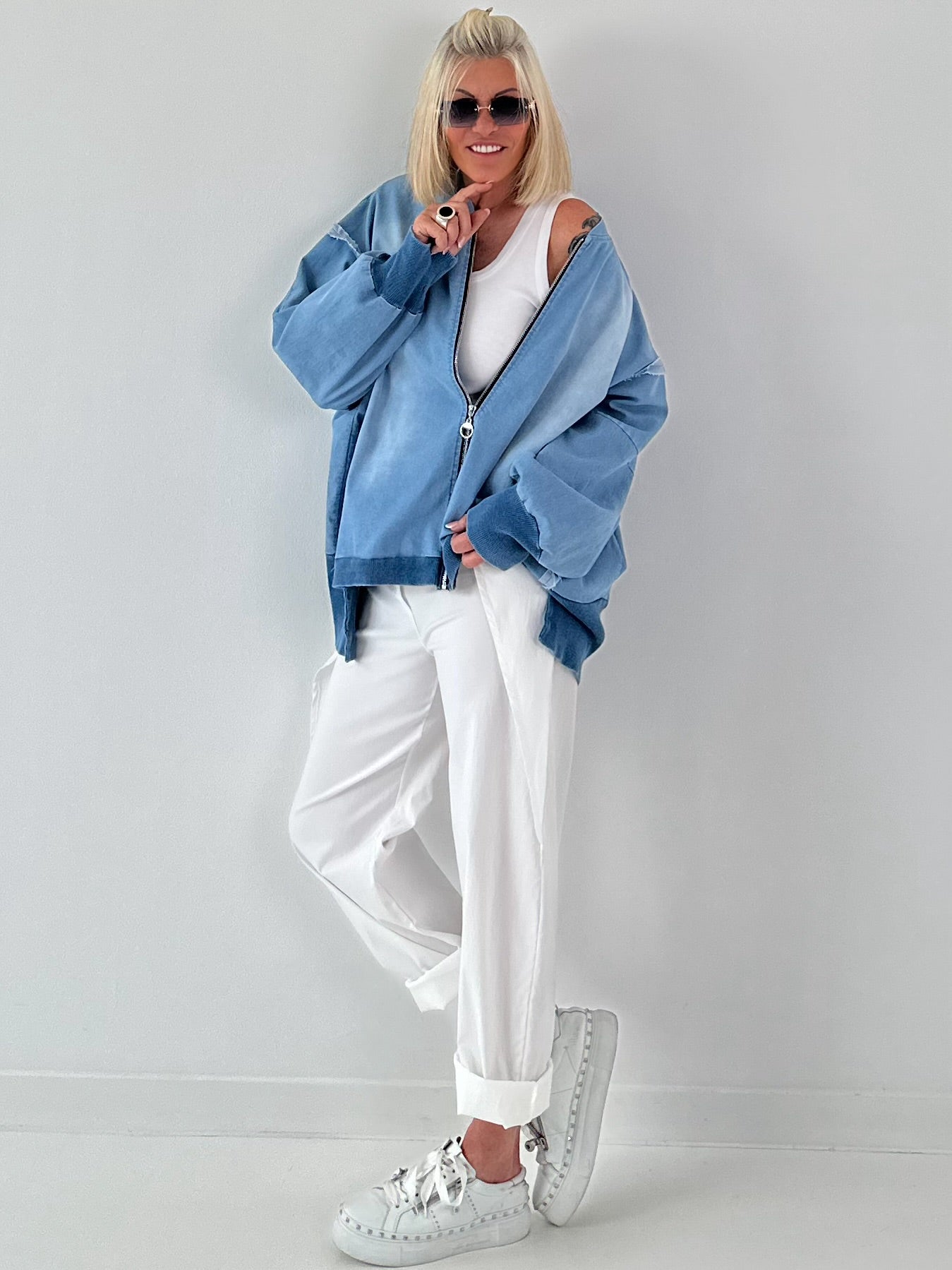 Oversized Jeansjacke - hellblau