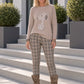Pullover mit Strass-Cartoon-Motiv - taupe