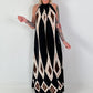 Neckholder Kleid mit All-Over Muster - schwarz-braun-mehrfarbig