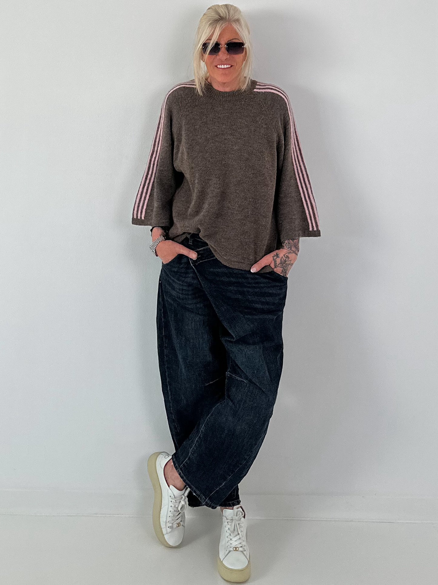 Pullover mit halbem Arm - taupe