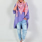 XL Musselin Tuch mit Leo Muster - weiss-neonorange-flieder