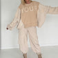 Sweater with knitted inserts - beige
