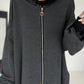 Oversized Long-Sweatjacke im Used-Look - used-black