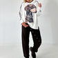 Stylisches Sweatshirt  mit großem Patch Dog - weiss