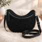XXL Crossbody Bag in Teddykrul-optiek - zwart