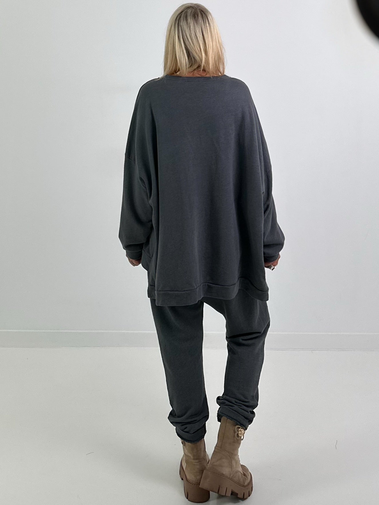 Oversized Sweater mit Frontprint - anthrazit