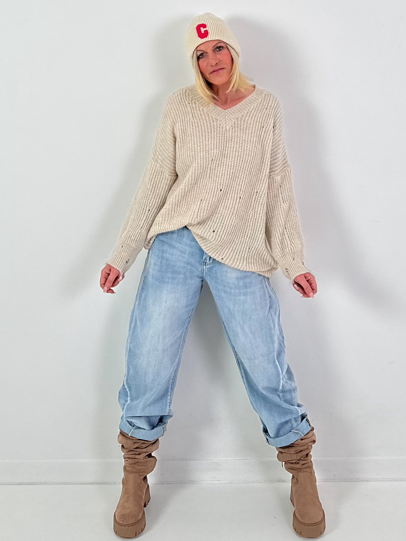 Trui model "Raw Rib" - beige