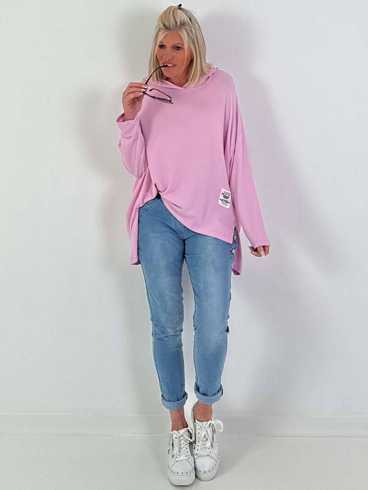 Feinstrick Hoodie - rosa
