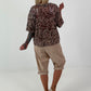 Pailletten Shirt mit Allover Leo Muster - beige-mehrfarbig