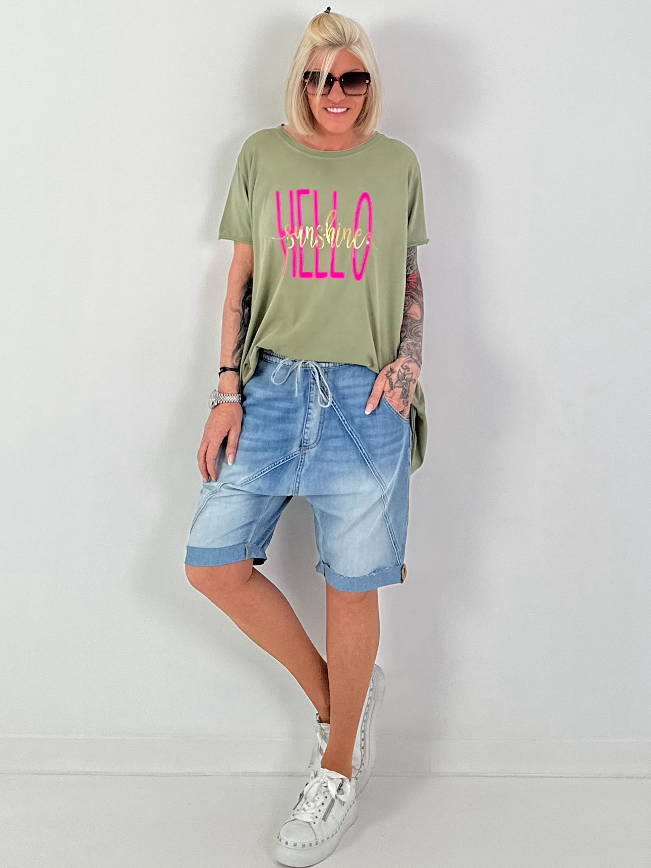 Long T-Shirt Hello Sunshine - khaki