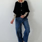 Oversized knitted cardigan with sophisticated details - black