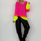 Pullover mit V-Ausschnitt - neonpink-mehrfarbig