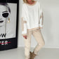 Oversized Sweater mit Strasskreuz - ecru-beige