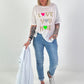 Fine-knit T-shirt Love - white