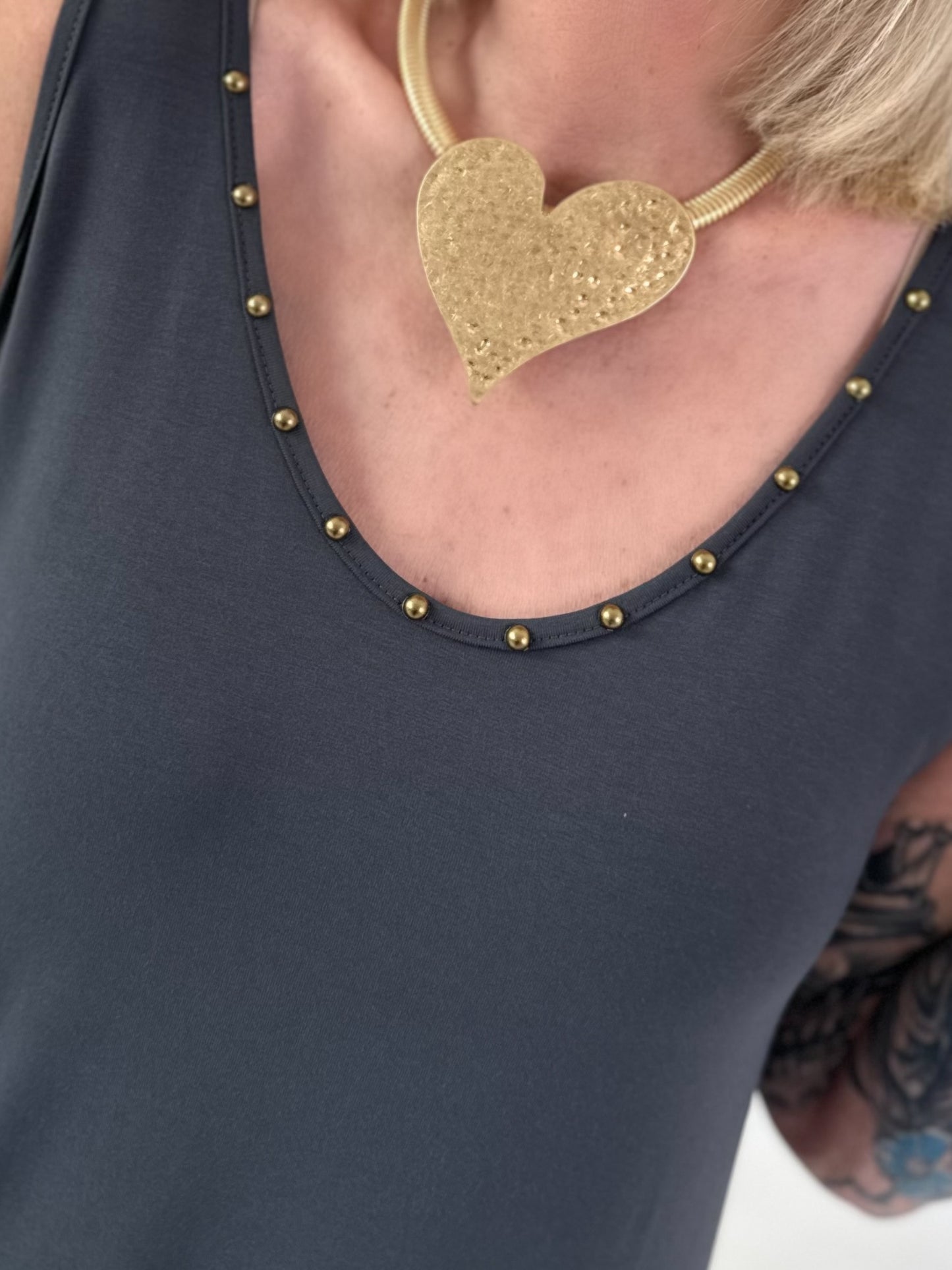 Jumpsuit mit Nieten - anthrazit