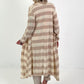 Cotton knit coat with stripes - beige-cream