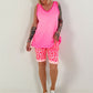 Kurze Hose Leo - neonpink-neonorange-weiss