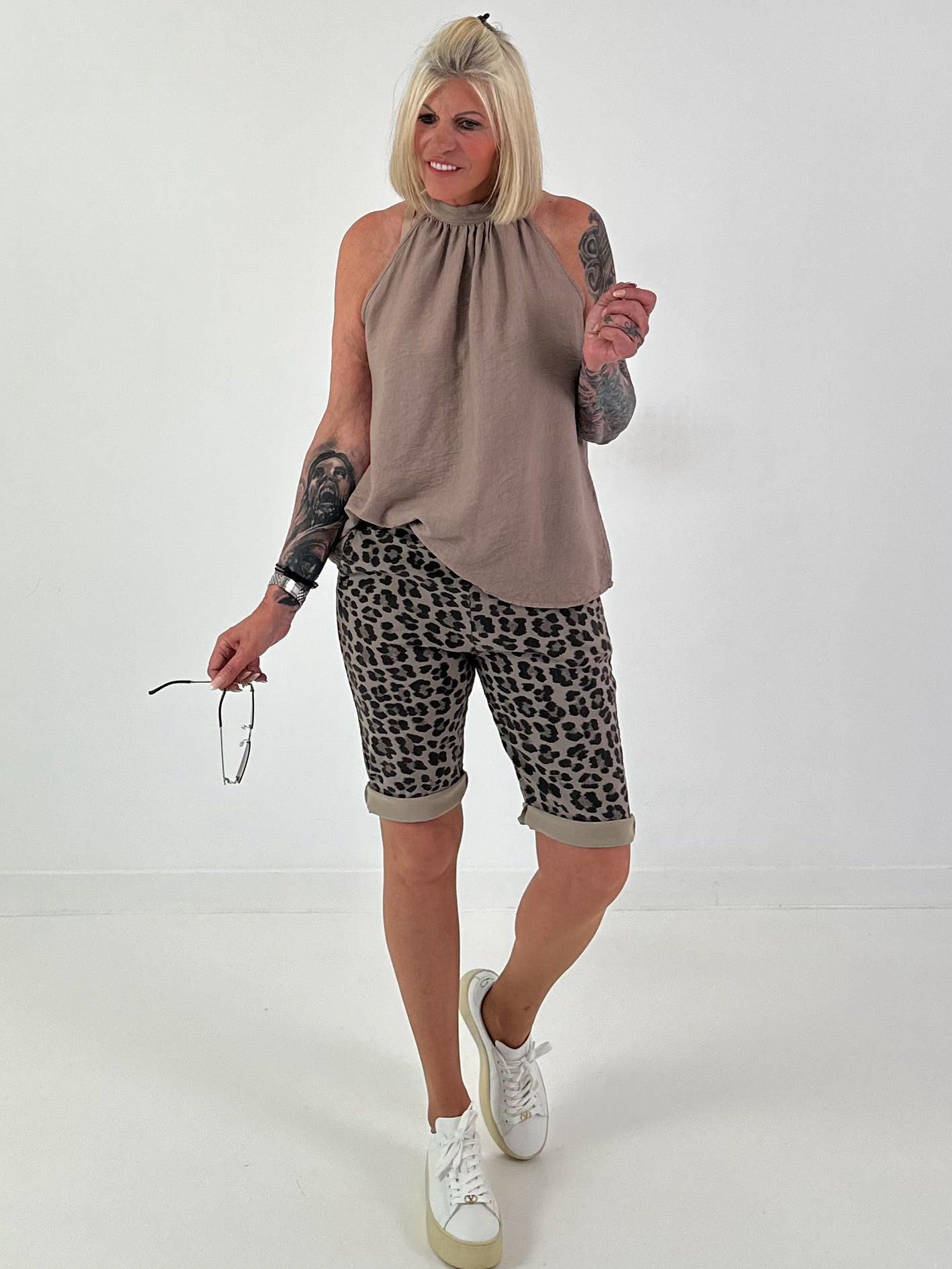 Neckholder Top -taupe
