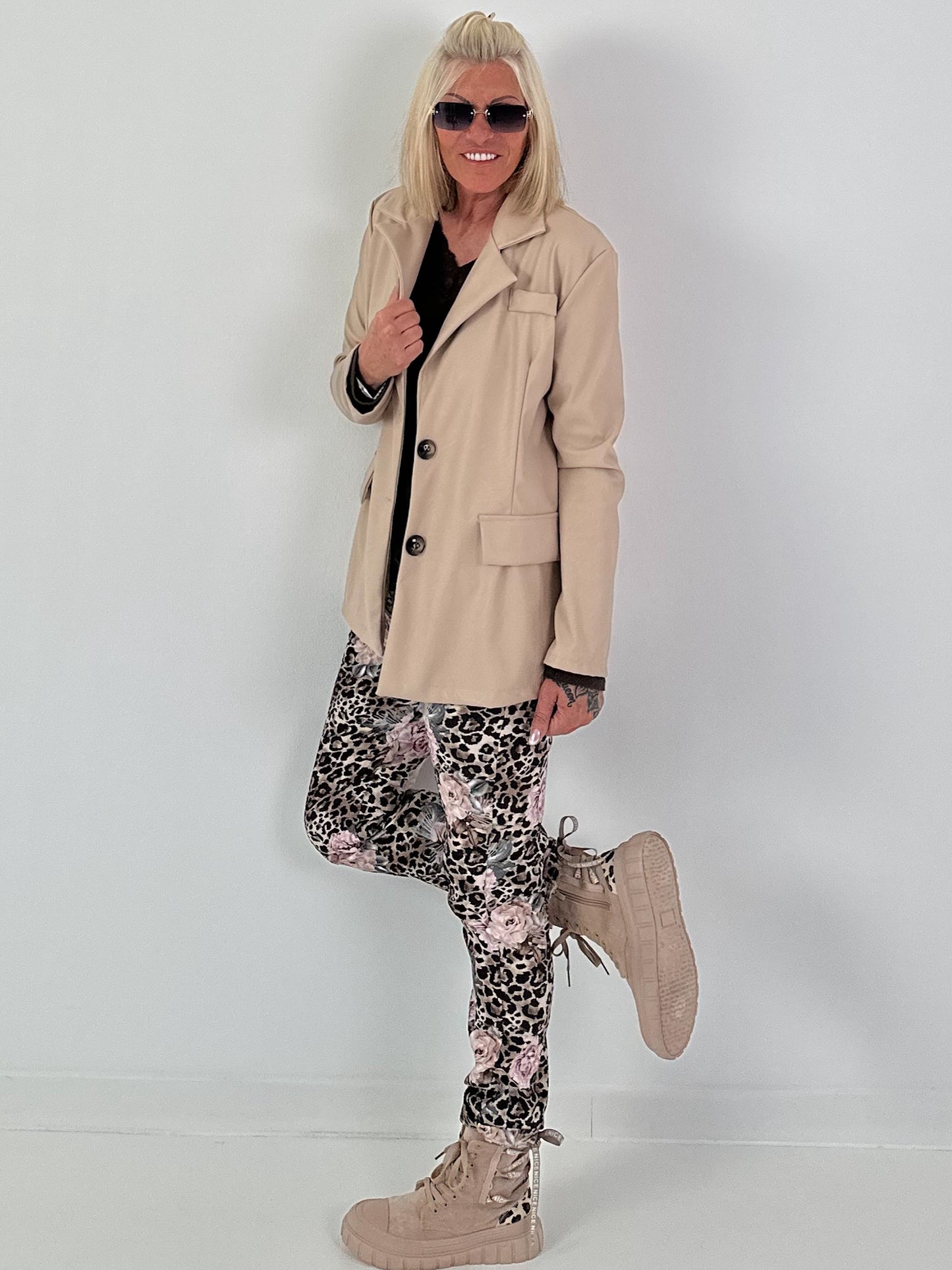 Blazer in Leder-Optik - beige